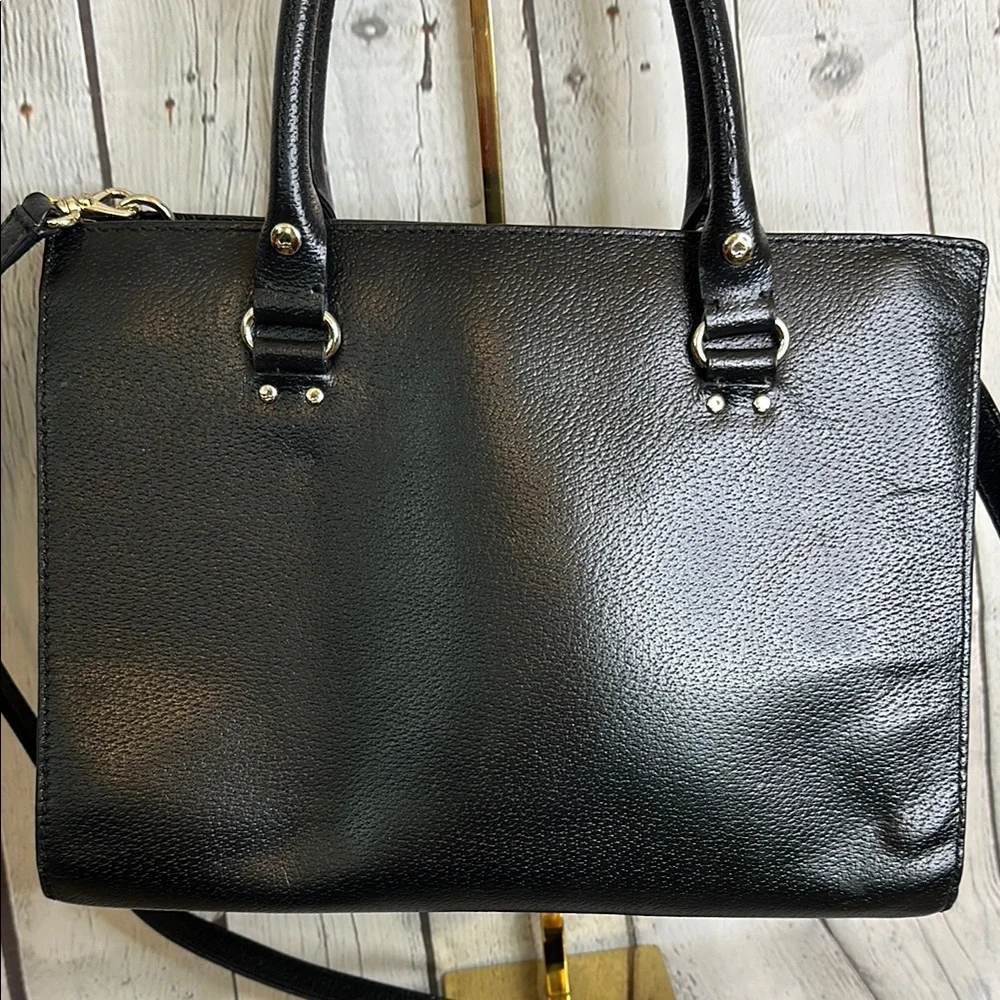 Kate Spade Leather Black Satchel with crossbody strap Gold Hardware